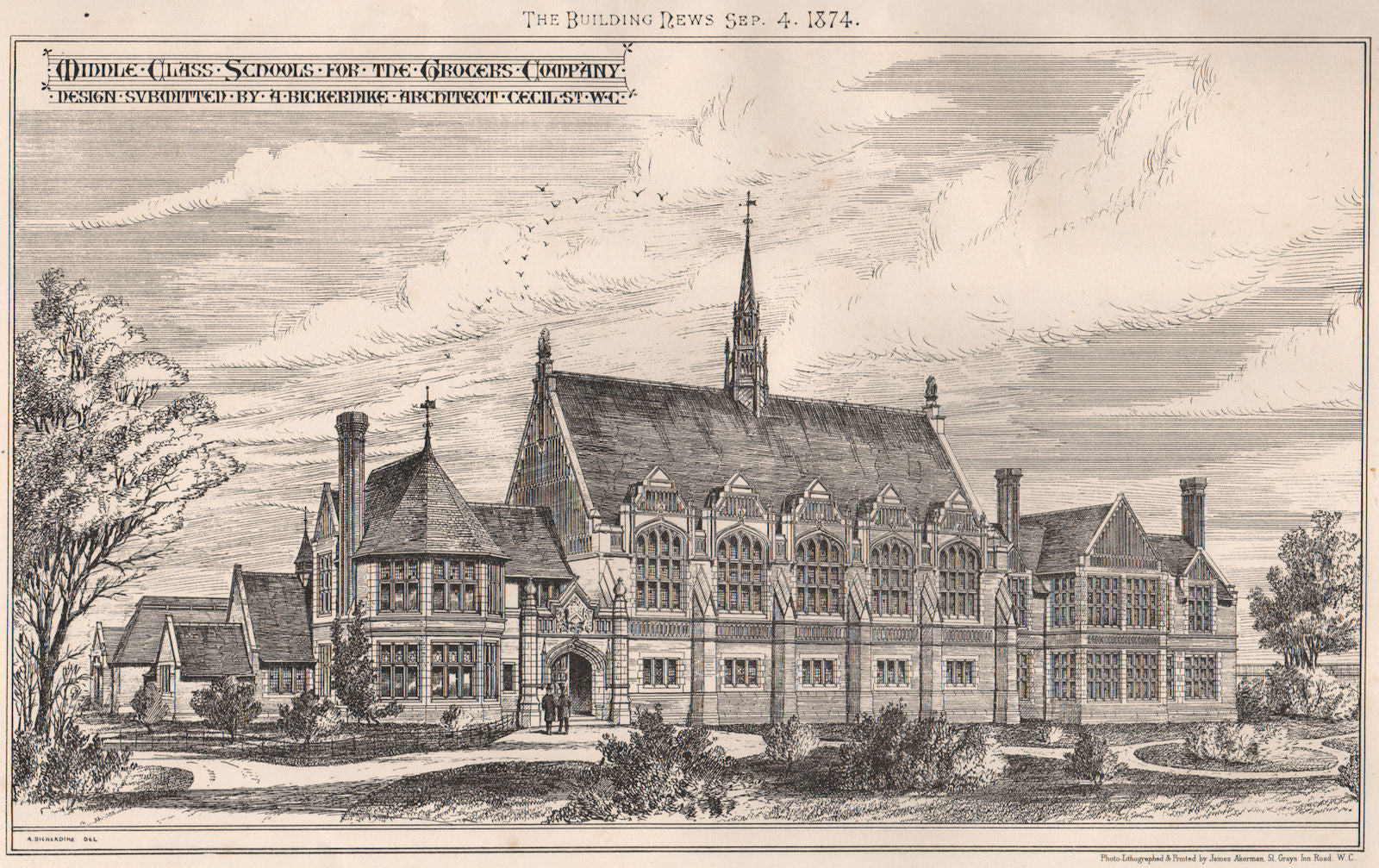 Middle class schools for the Grocers' Company, Hackney; A Bickerdike Archt 1874